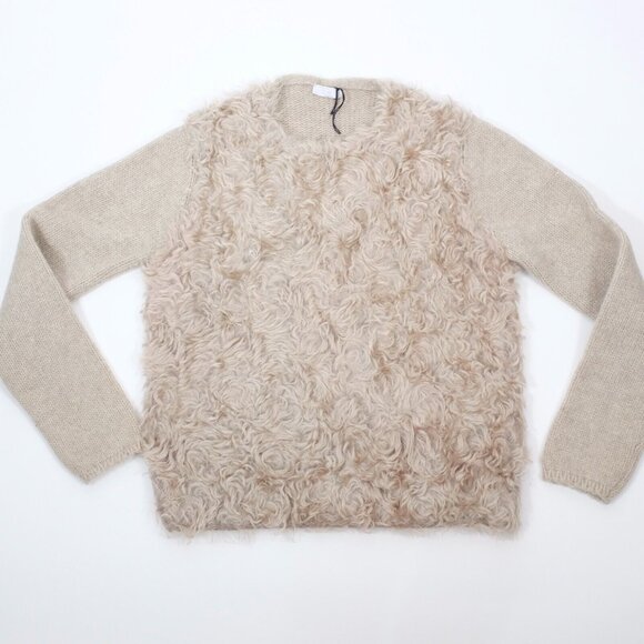 PRADA 50 US 40 sweater 2007 faux fur mohair cream knit
